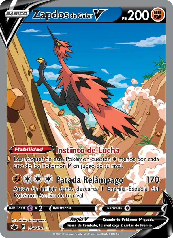 Carta Zapdos de Galar V de la expansión Reinado Escalofriante, número 174/198