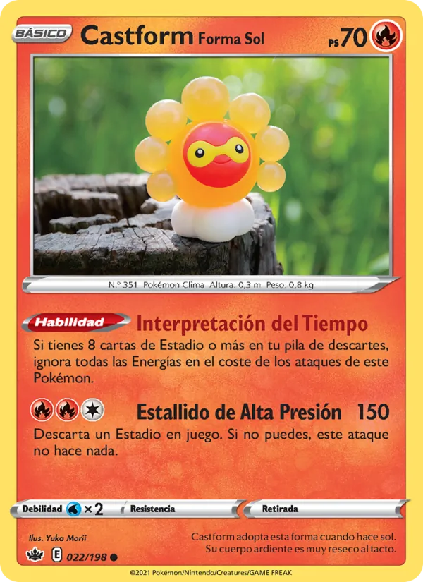 Carta Castform Forma Sol de la expansión Reinado Escalofriante, número 22/198