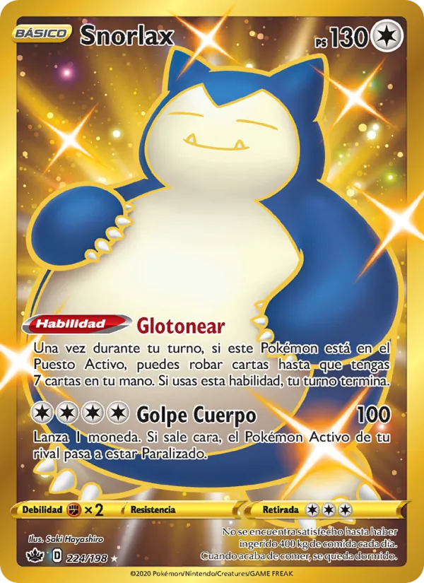 Carta Snorlax de la expansión Reinado Escalofriante, número 224/198