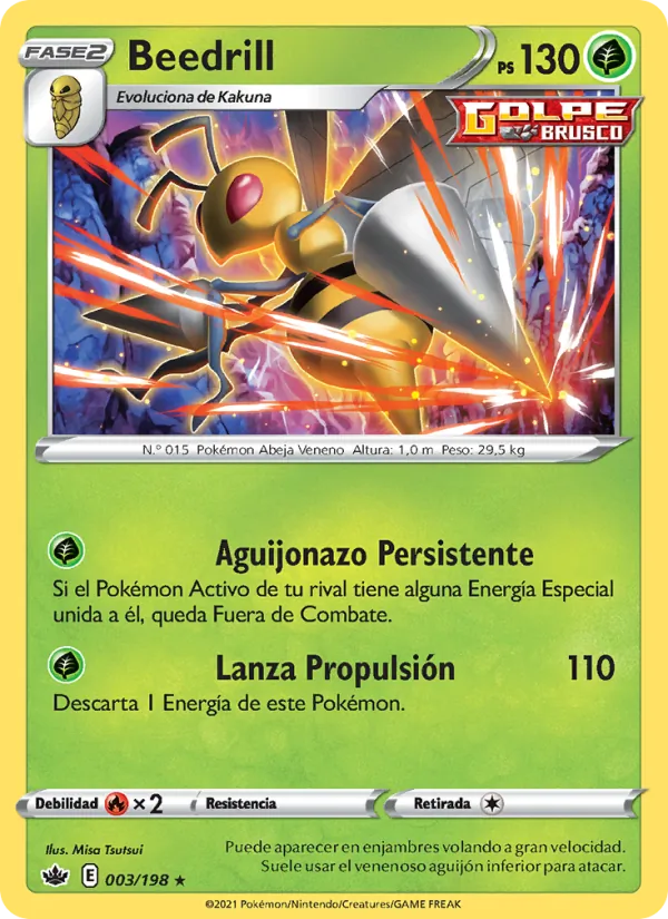 Carta Beedrill de la expansión Reinado Escalofriante, número 3/198