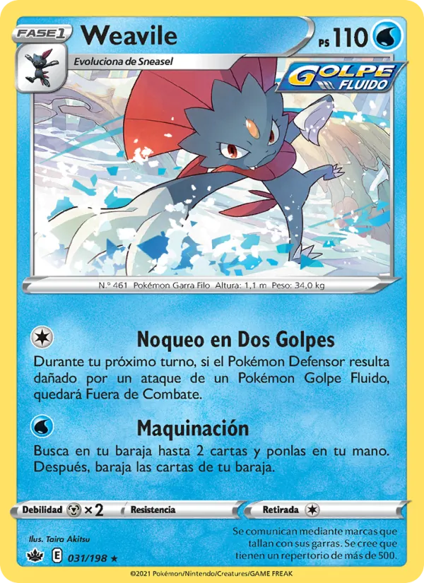 Carta Weavile de la expansión Reinado Escalofriante, número 31/198