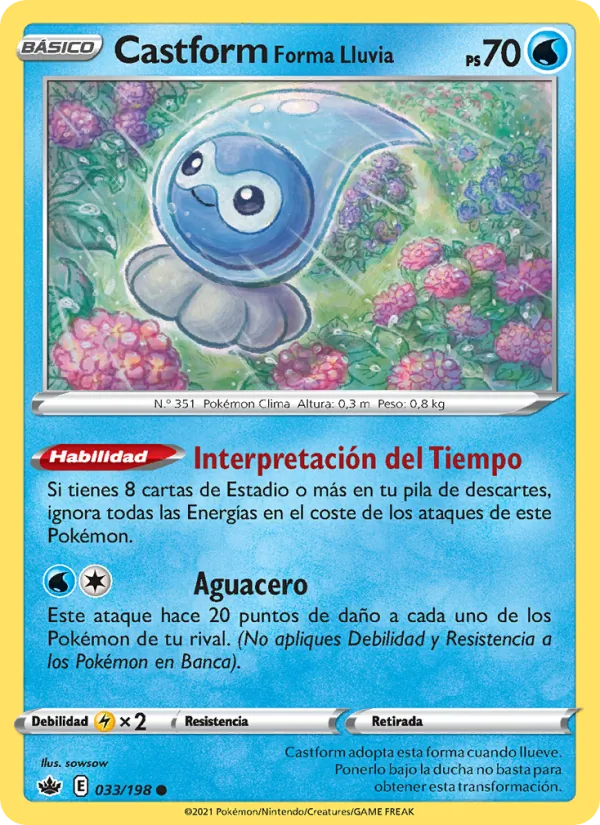 Carta Castform Forma Lluvia de la expansión Reinado Escalofriante, número 33/198