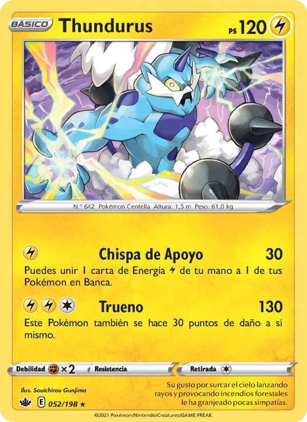 Carta Thundurus de la expansión Reinado Escalofriante, número 52/198