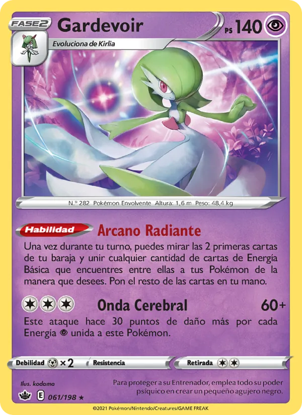 Carta Gardevoir de la expansión Reinado Escalofriante, número 61/198