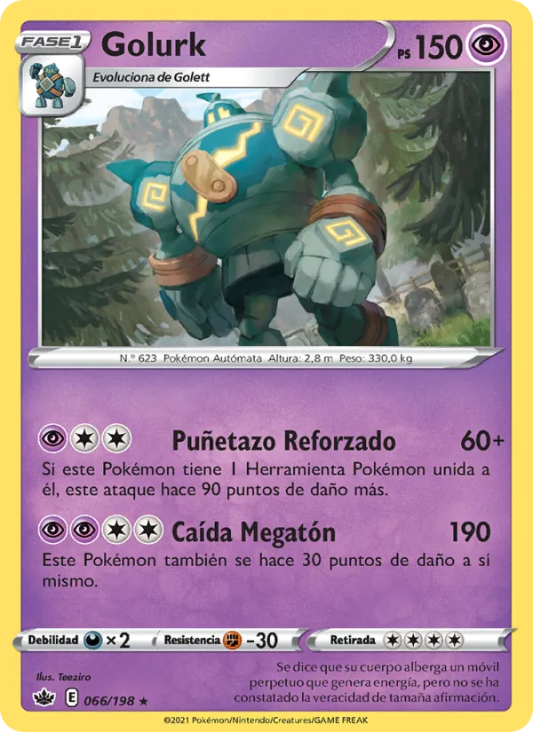 Carta Golurk de la expansión Reinado Escalofriante, número 66/198