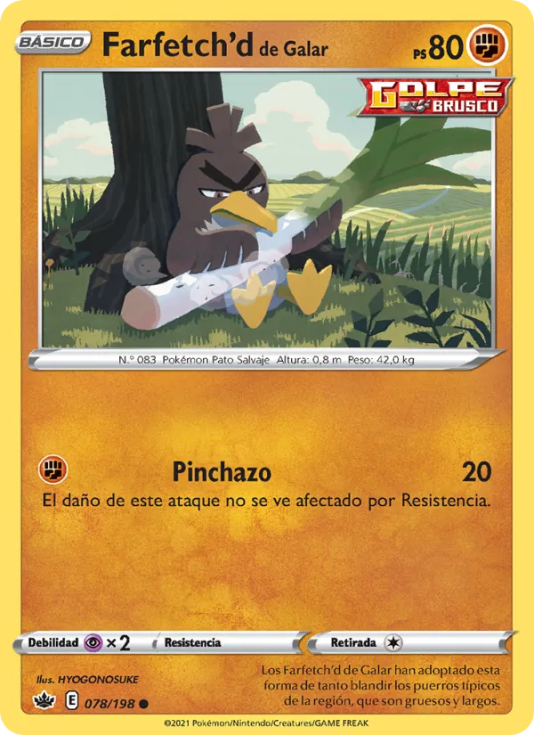 Carta Farfetch'd de Galar de la expansión Reinado Escalofriante, número 78/198