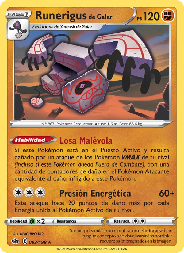 Carta Runerigus de Galar de la expansión Reinado Escalofriante, número 83/198