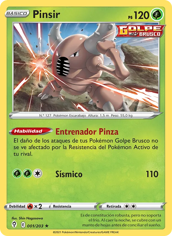 Carta Pinsir de la expansión Cielos Evolutivos, número 1/203
