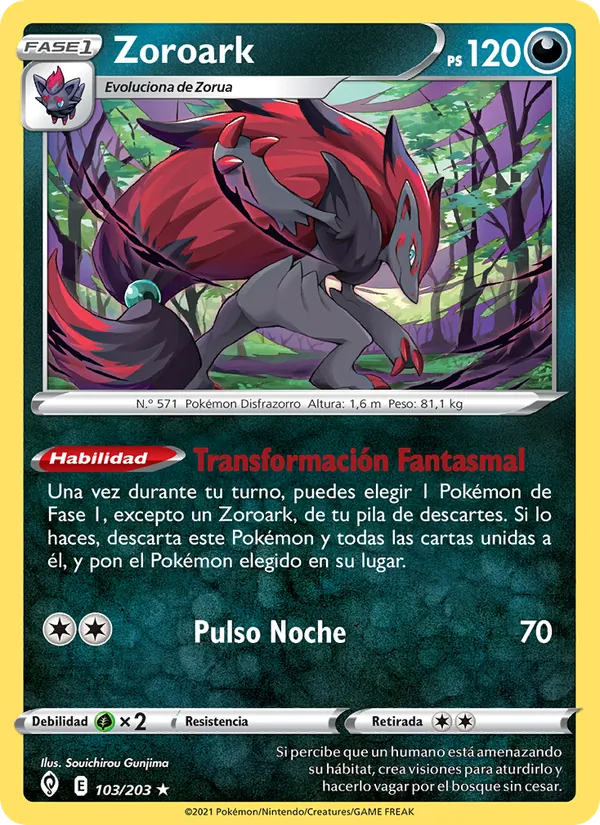 Carta Zoroark de la expansión Cielos Evolutivos, número 103/203
