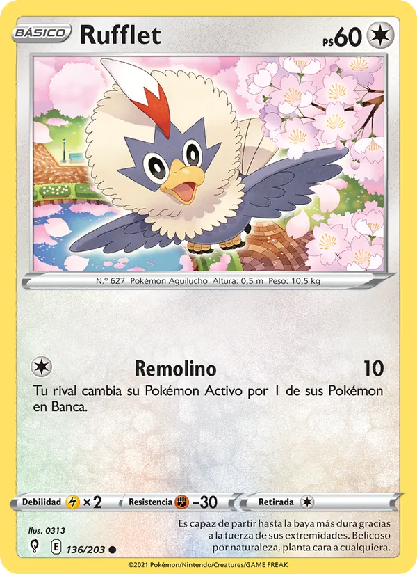 Carta Rufflet de la expansión Cielos Evolutivos, número 136/203