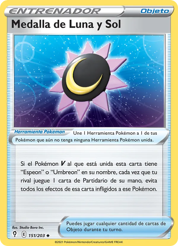 Carta Medalla de Luna y Sol de la expansión Cielos Evolutivos, número 151/203