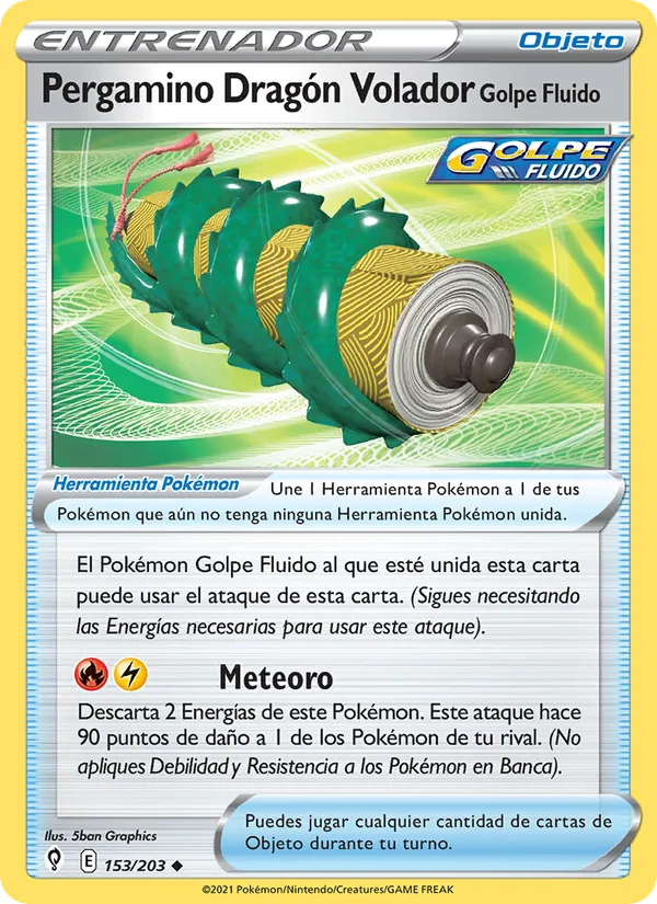 Carta Pergamino Dragón Volador Golpe Fluido de la expansión Cielos Evolutivos, número 153/203