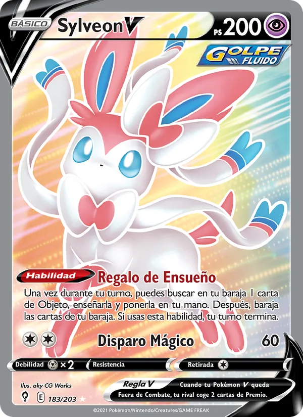 Carta Sylveon V de la expansión Cielos Evolutivos, número 183/203
