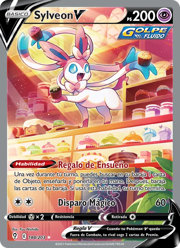 Carta Sylveon V de la expansión Cielos Evolutivos, número 184/203