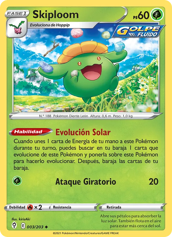 Carta Skiploom de la expansión Cielos Evolutivos, número 3/203
