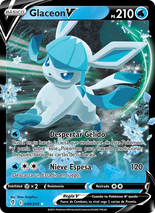 Carta Glaceon V de la expansión Cielos Evolutivos, número 40/203