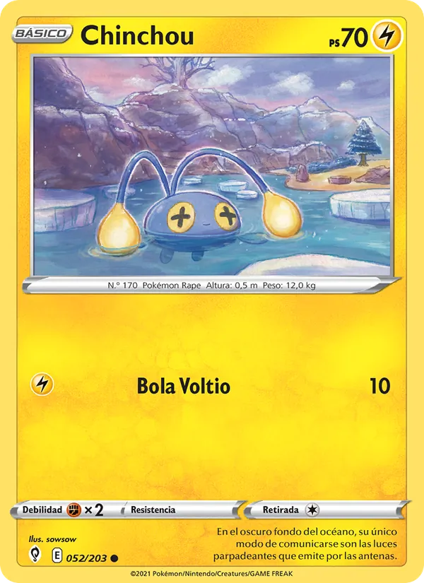 Carta Chinchou de la expansión Cielos Evolutivos, número 52/203
