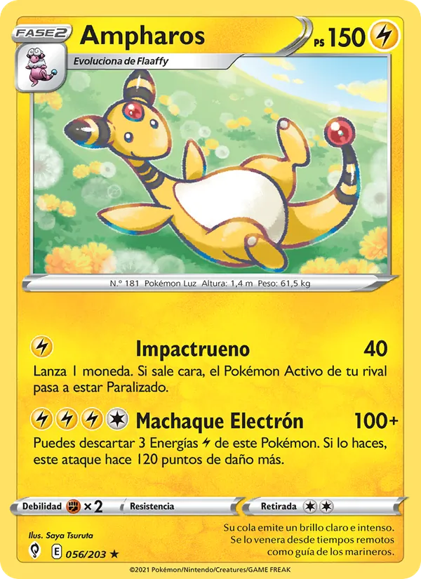 Carta Ampharos de la expansión Cielos Evolutivos, número 56/203