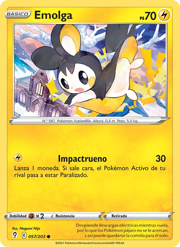 Carta Emolga de la expansión Cielos Evolutivos, número 57/203