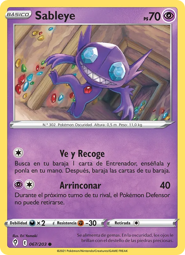 Carta Sableye de la expansión Cielos Evolutivos, número 67/203