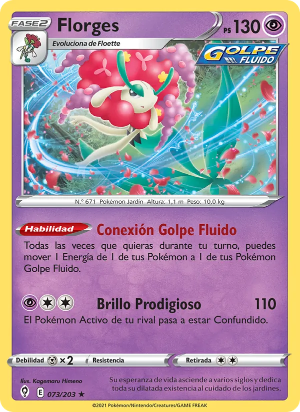 Carta Florges de la expansión Cielos Evolutivos, número 73/203