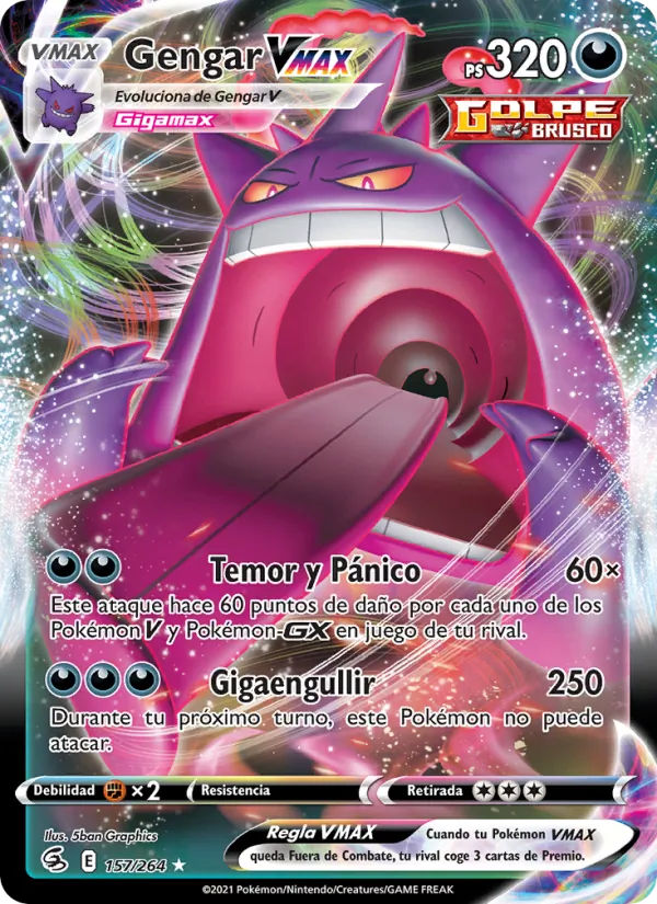 Carta Gengar VMAX de la expansión Golpe Fusión, número 157/264
