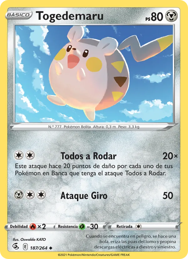 Carta Togedemaru de la expansión Golpe Fusión, número 187/264
