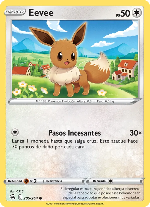 Carta Eevee de la expansión Golpe Fusión, número 205/264
