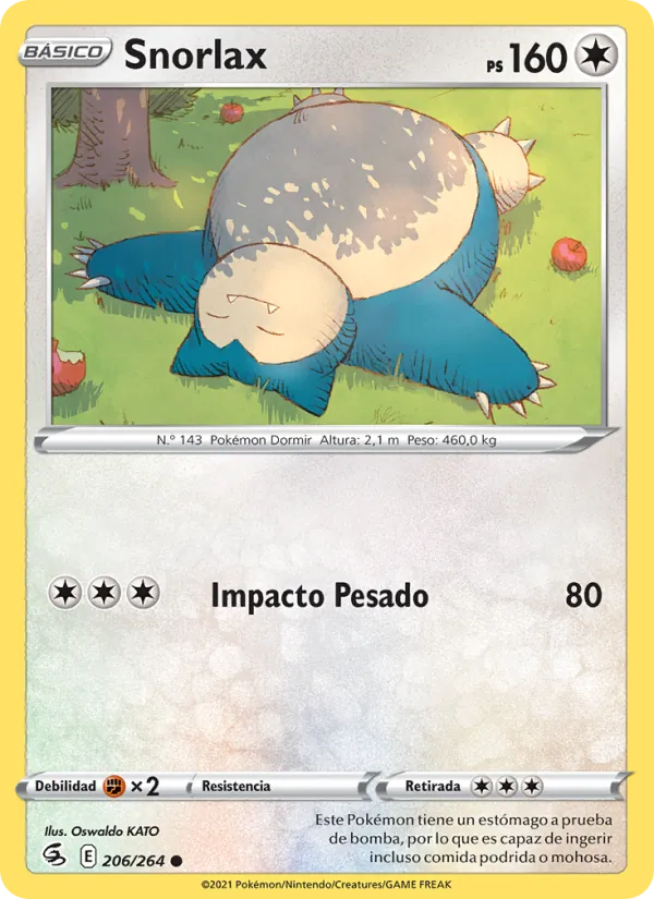 Carta Snorlax de la expansión Golpe Fusión, número 206/264