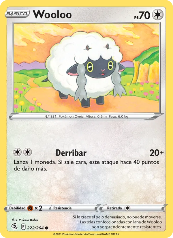 Carta Wooloo de la expansión Golpe Fusión, número 222/264
