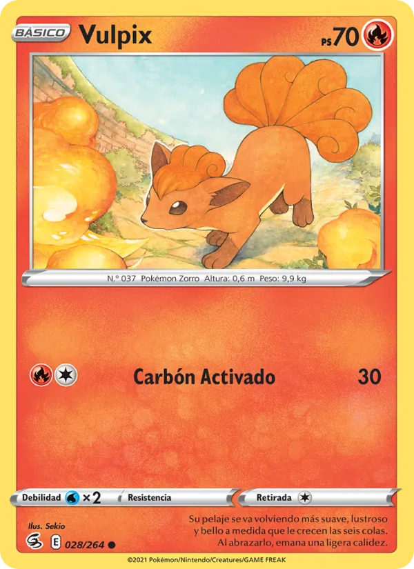 Carta Vulpix de la expansión Golpe Fusión, número 28/264
