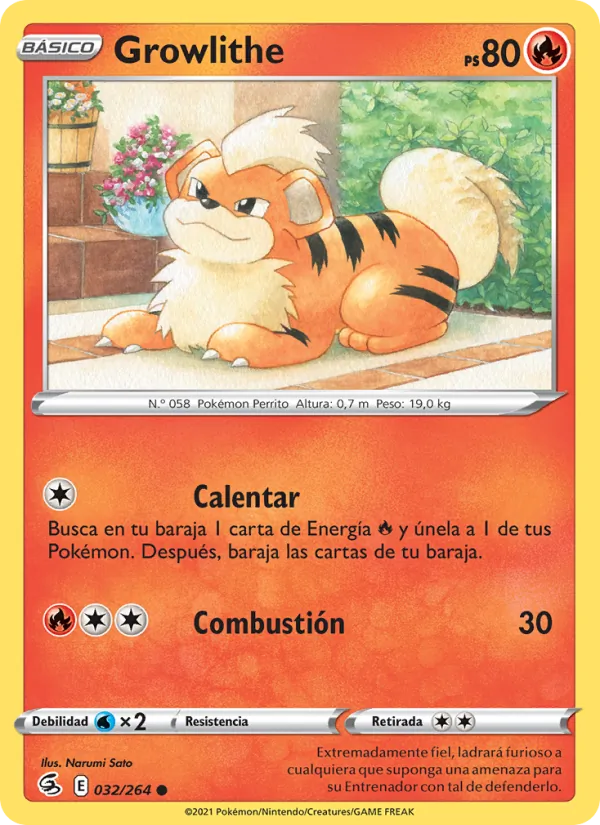Carta Growlithe de la expansión Golpe Fusión, número 32/264