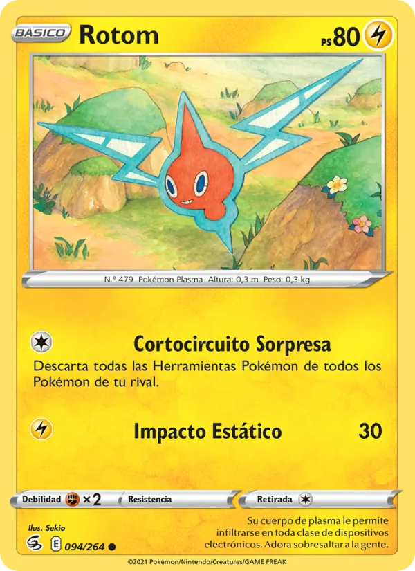 Carta Rotom de la expansión Golpe Fusión, número 94/264
