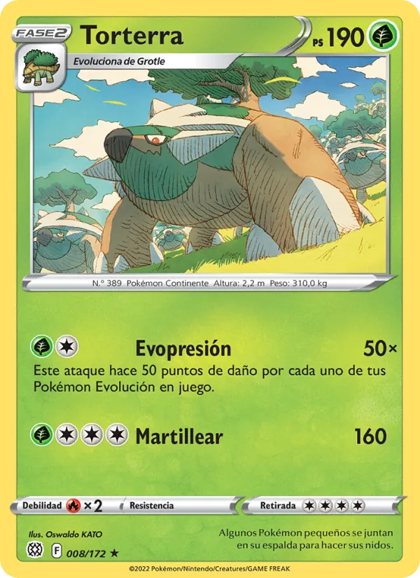 Carta Torterra de la expansión Astros Brillantes, número 008/172