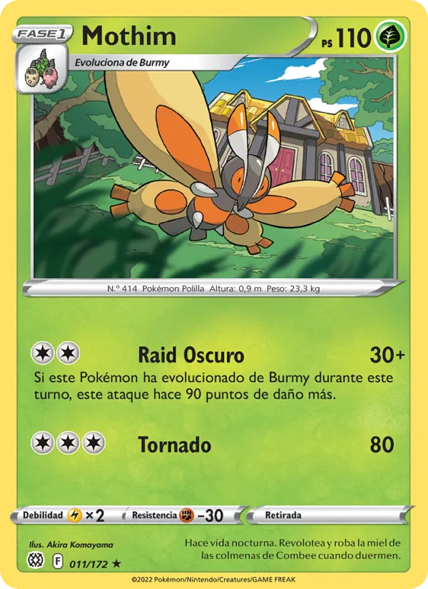 Carta Mothim de la expansión Astros Brillantes, número 011/172