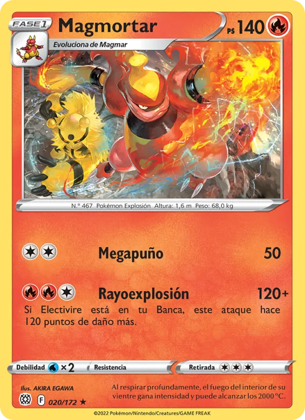 Carta Magmortar de la expansión Astros Brillantes, número 020/172