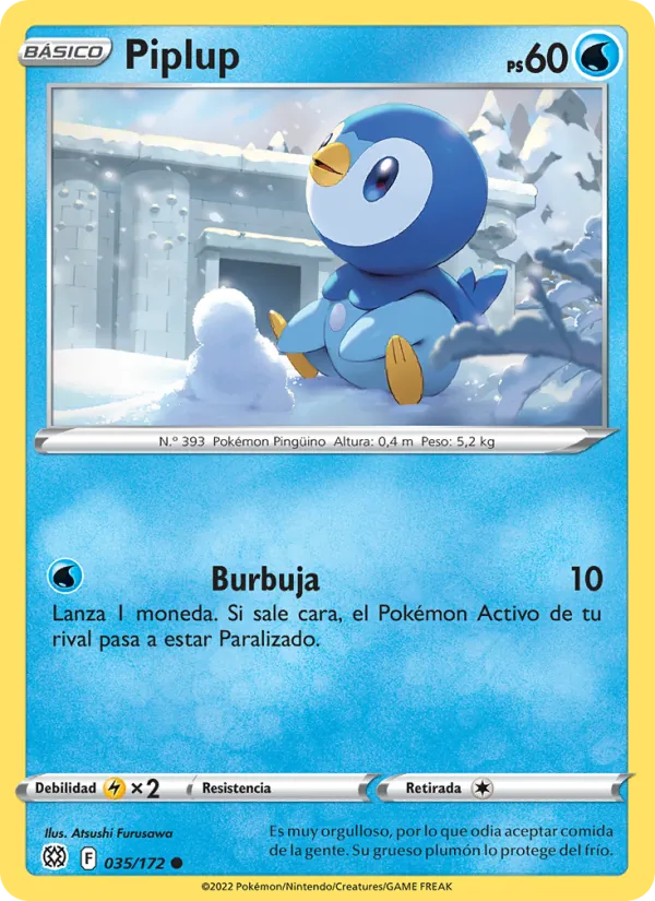Carta Piplup de la expansión Astros Brillantes, número 035/172