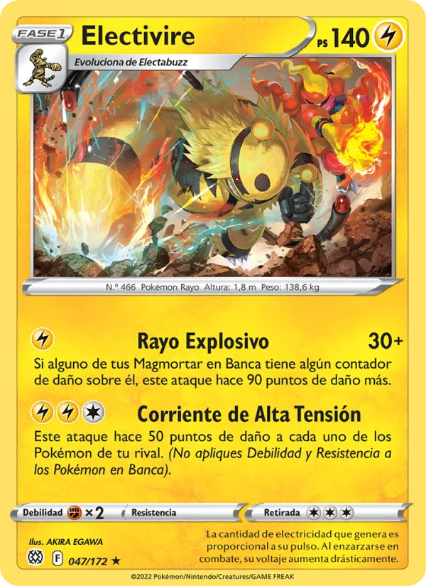 Carta Electivire de la expansión Astros Brillantes, número 047/172