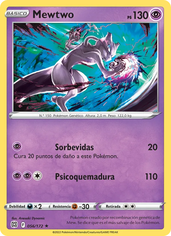 Carta Mewtwo de la expansión Astros Brillantes, número 056/172