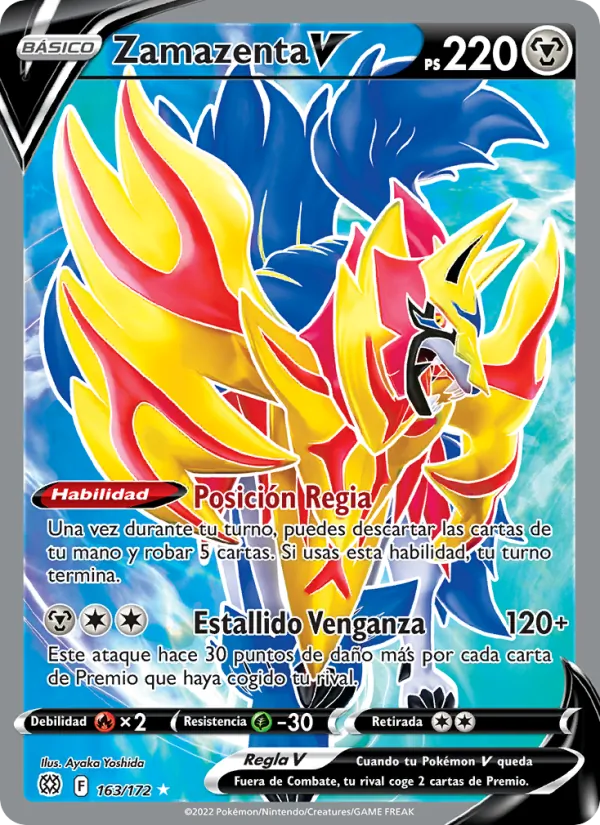Carta Zamazenta V de la expansión Astros Brillantes, número 163/172