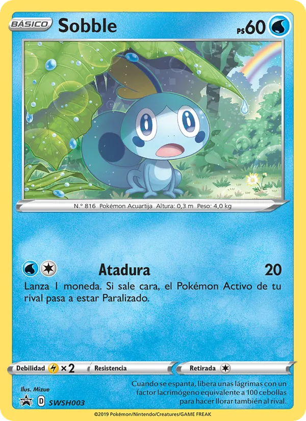 Carta Sobble de la expansión Cartas de promoción ESES, número SWSH003/307