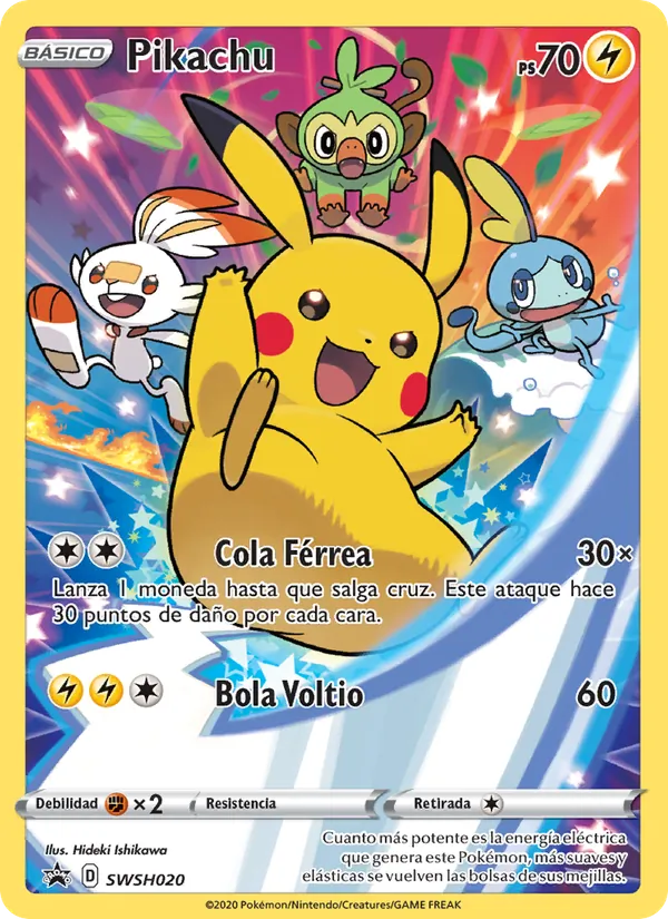 Carta Pikachu de la expansión Cartas de promoción ESES, número SWSH020/307