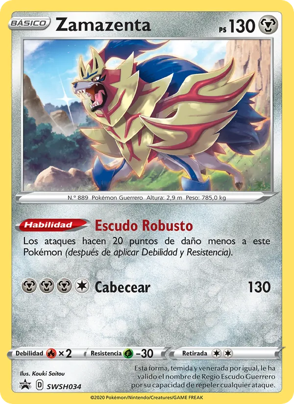 Carta Zamazenta de la expansión Cartas de promoción ESES, número SWSH034/307