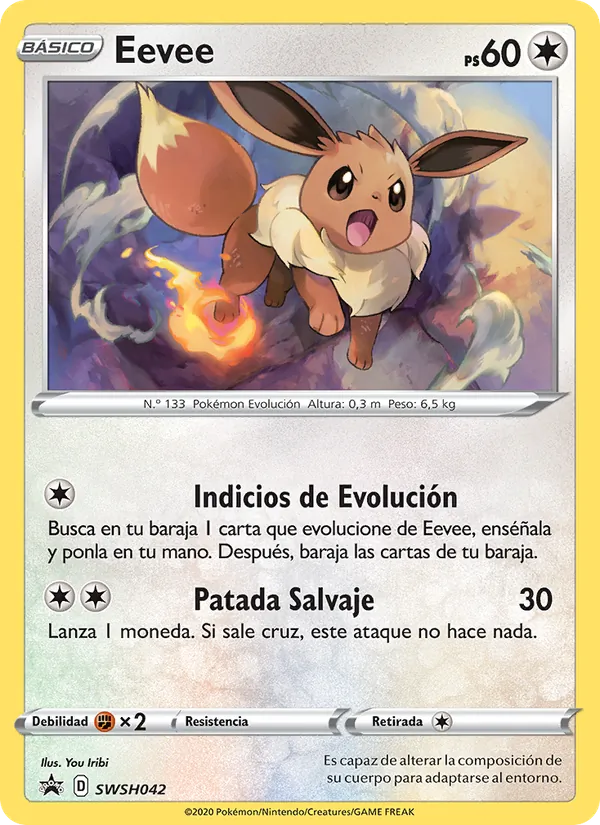 Carta Eevee de la expansión Cartas de promoción ESES, número SWSH042/307