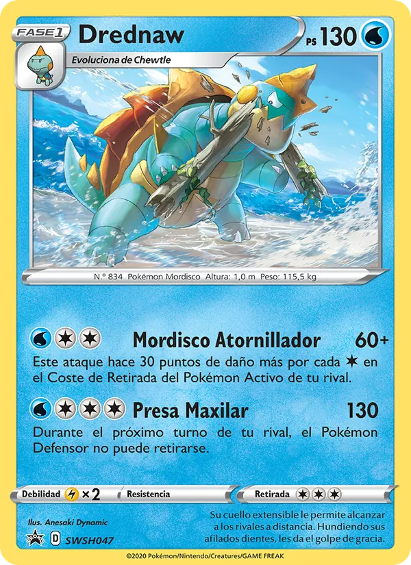 Carta Drednaw de la expansión Cartas de promoción ESES, número SWSH047/307