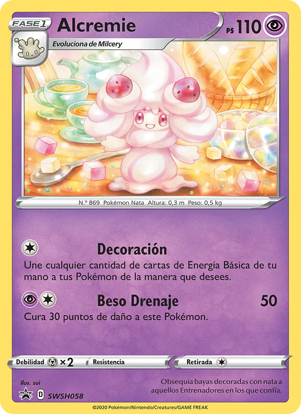Carta Alcremie de la expansión Cartas de promoción ESES, número SWSH058/307