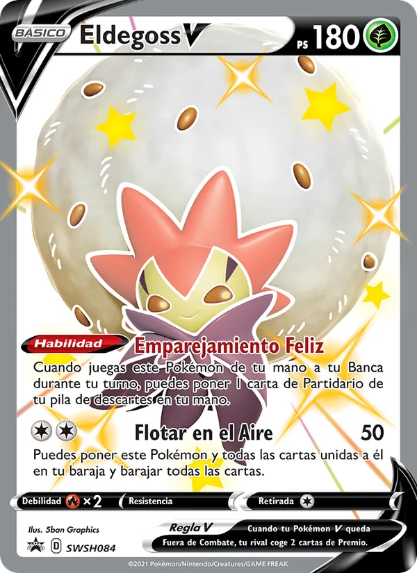 Carta Eldegoss V de la expansión Cartas de promoción ESES, número SWSH084/307