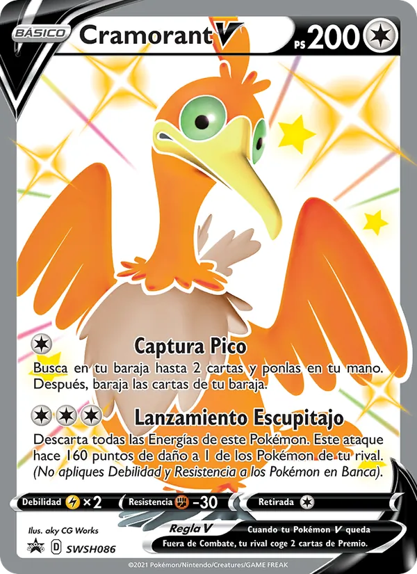 Carta Cramorant V de la expansión Cartas de promoción ESES, número SWSH086/307
