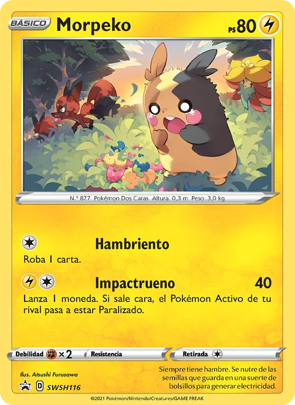 Carta Morpeko de la expansión Cartas de promoción ESES, número SWSH116/307
