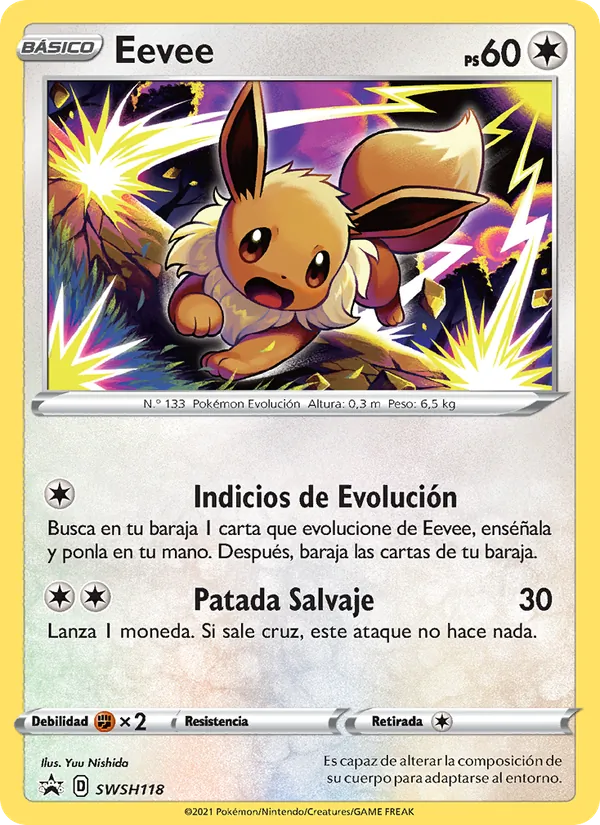 Carta Eevee de la expansión Cartas de promoción ESES, número SWSH118/307